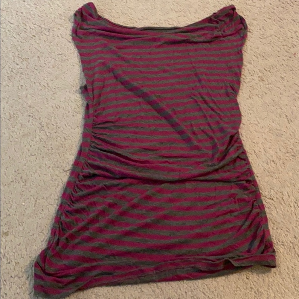 Pink and grey scoop neck blouse